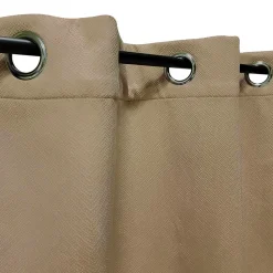 Rideau Thermique Velours frappé doublé polaire à œillets 140x240cm prêt a poser, Taupe