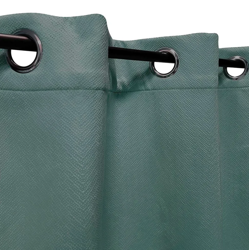 Rideau Thermique Velours frappé doublé polaire à œillets 140x240cm prêt a poser, Vert
