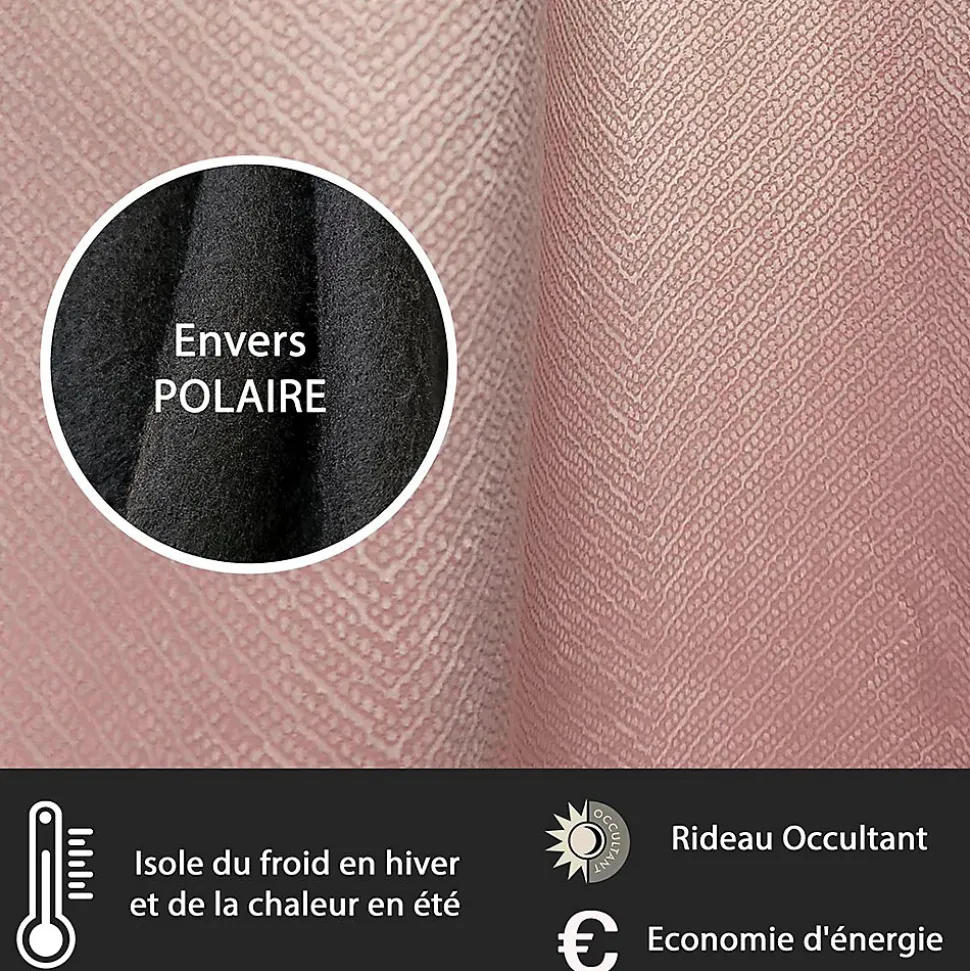 Rideau Thermique Velours frappé doublé polaire à œillets 140x240cm prêt a poser, Vert