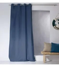 Rideau uni 100% coton - 135x240cm - Bleu marine