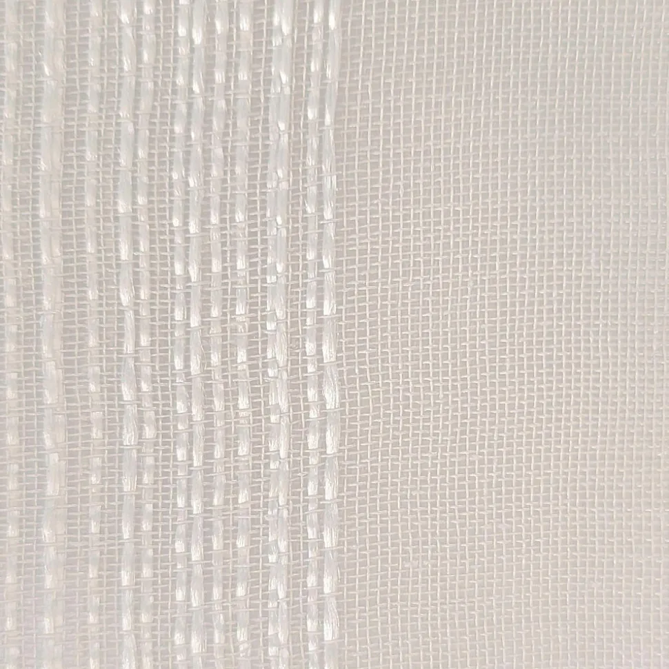 Rideau Voilage à Fines Rayures Ivoire 140x240cm avec Œillets Prêt à Poser.