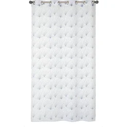Rideau Voilage Imprimé à Œillets 140x240 cm en Bleu - Décoration Élégante et Pratique.