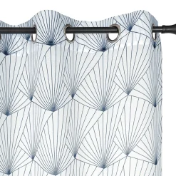 Rideau Voilage Imprimé à Œillets 140x240 cm en Bleu - Décoration Élégante et Pratique.