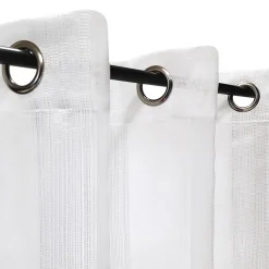 Rideau Voilage Élégant à Fines Rayures avec Œillets, 240x240cm, Blanc.