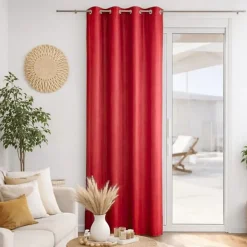 Rideau voilage Microfibre Uni (135x180 cm - Rouge)