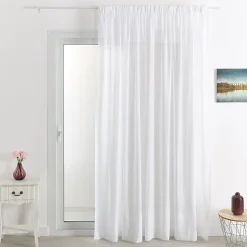 Rideau voilage poly-lin bas plombé (300x245 cm - Blanc)