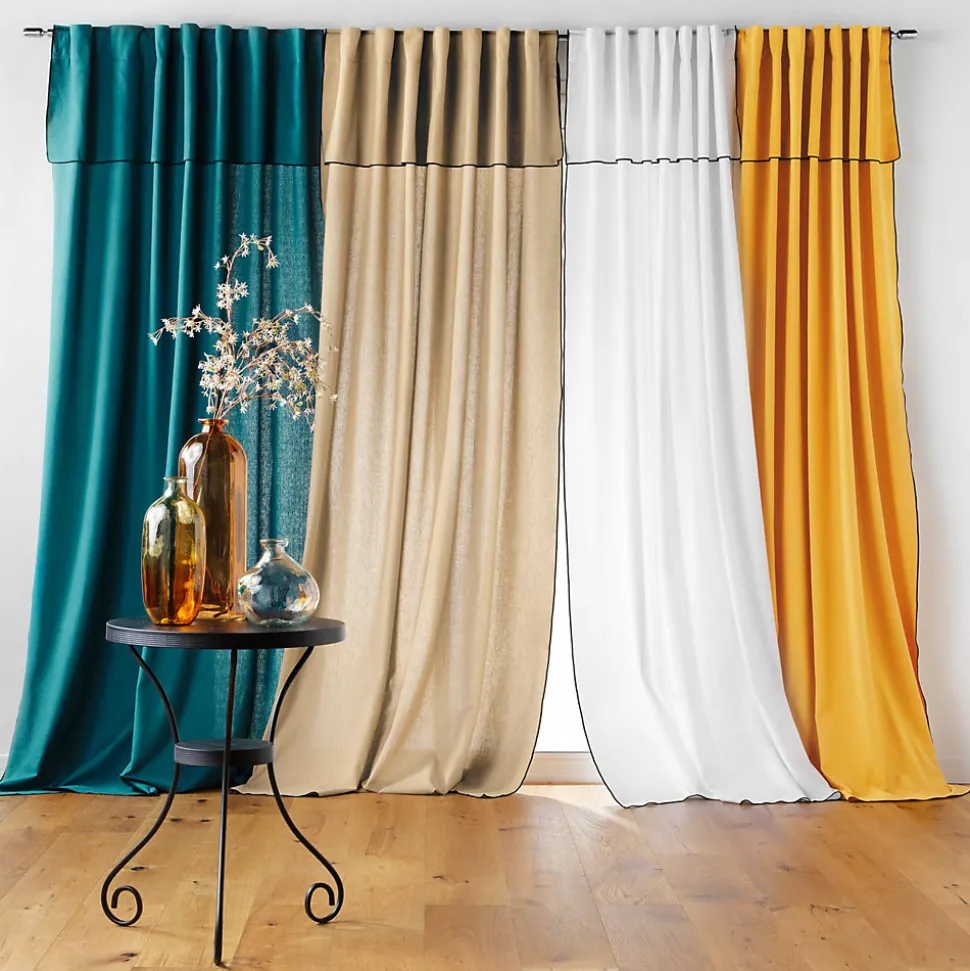 Rideau voilage surfilé passants cachés (140x240 cm - Blanc)