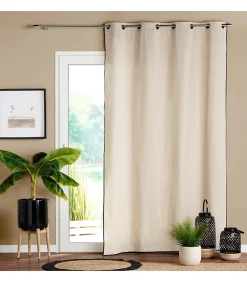 Rideau 140x240cm finition biais noir - 140x240cm - Lin