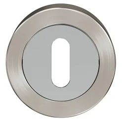 Rosace de fonction rond à visser à serrure GoodHome Duod Zamac effet chrome et nickel satin gris Ø52mm