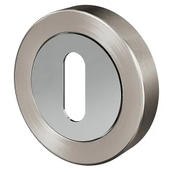 Rosace de fonction rond à visser à serrure GoodHome Duod Zamac effet chrome et nickel satin gris Ø52mm