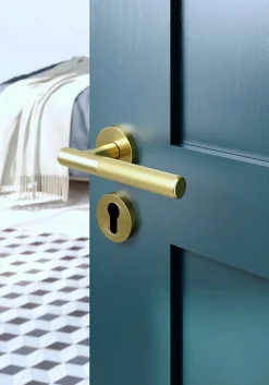 Rosace de fonction rond à visser GoodHome Duod effet laiton satin or Ø50mm