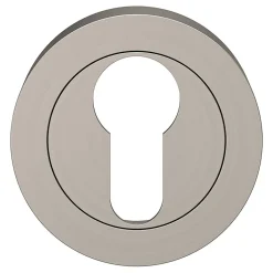 Rosace de fonction rond à visser cylindre GoodHome Duod effet nickel satin gris Ø50mm