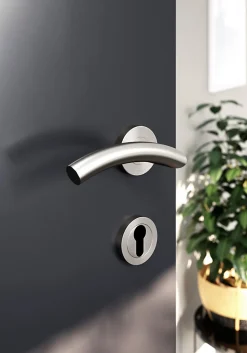 Rosace de fonction rond à visser cylindre GoodHome Duod effet nickel satin gris Ø50mm