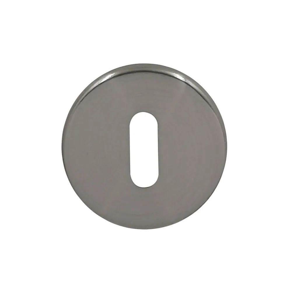Rosace de fonction rond à visser à serrure Duod acier effet nickel satin gris Ø52mm
