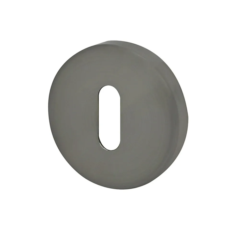 Rosace de fonction rond à visser à serrure Duod acier effet nickel satin gris Ø52mm