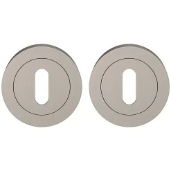Rosace de fonction rond à visser GoodHome Duod effet nickel satin gris Ø50mm