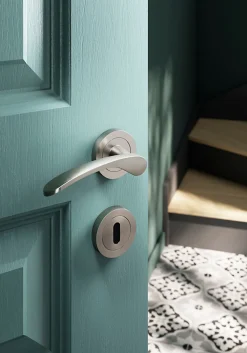 Rosace de fonction rond à visser GoodHome Duod effet nickel satin gris Ø50mm