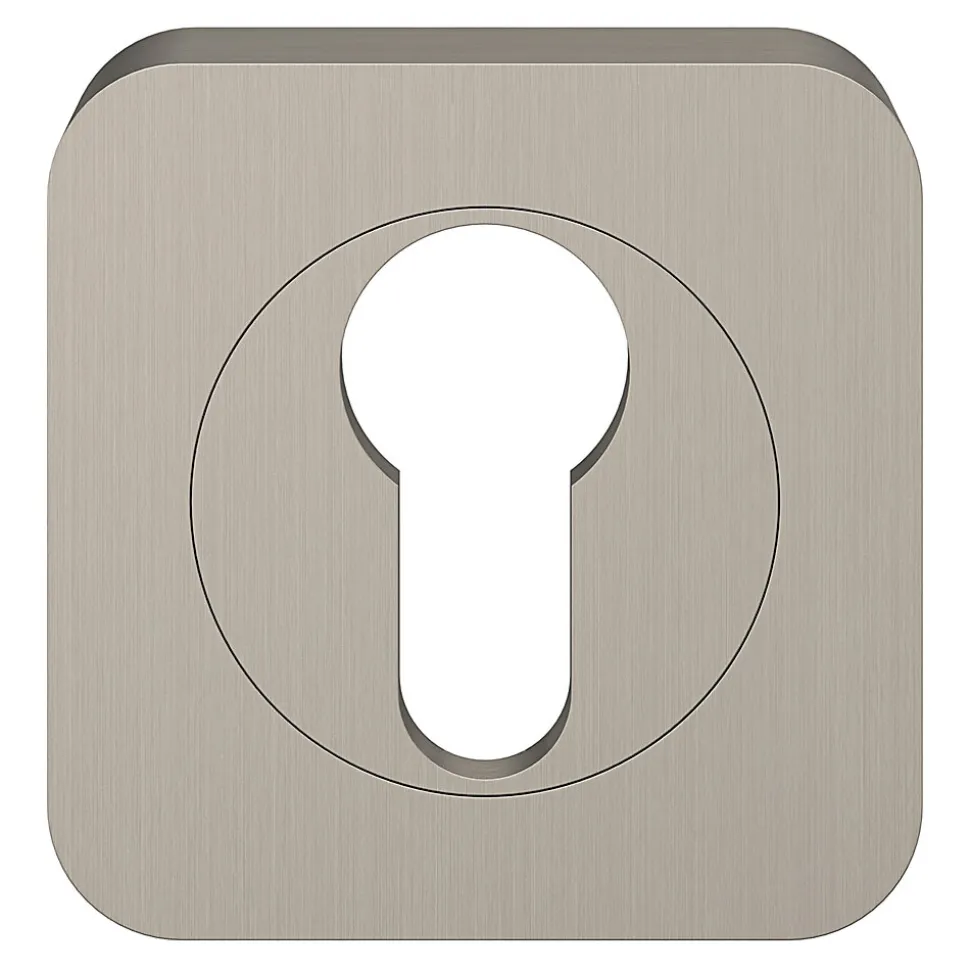 Rosace de fonction rond à visser GoodHome Duod effet nickel satin gris Ø52.5mm