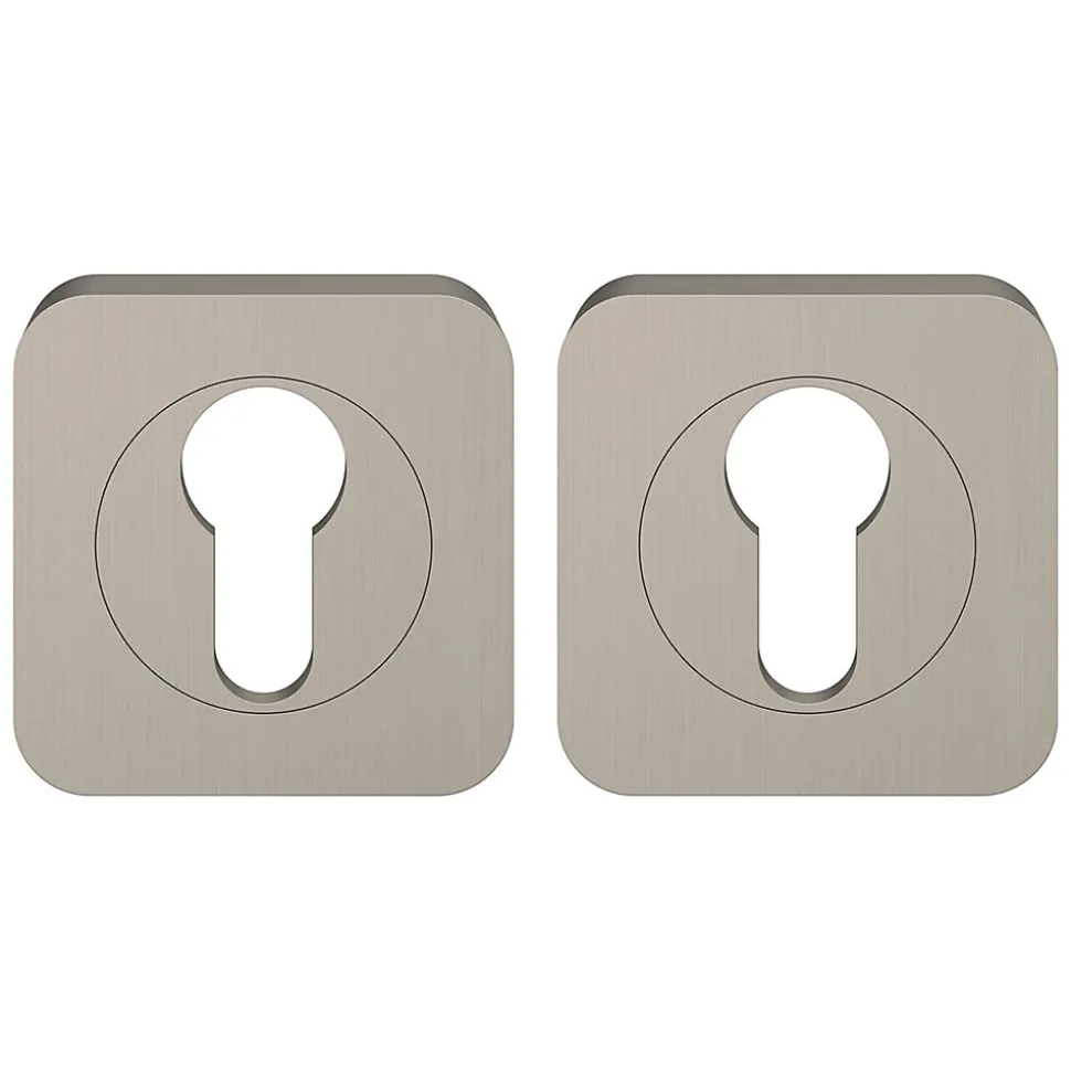 Rosace de fonction rond à visser GoodHome Duod effet nickel satin gris Ø52.5mm
