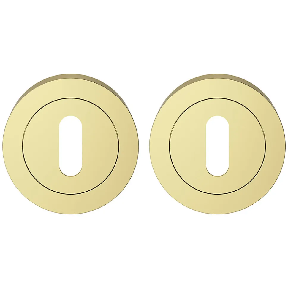 Rosace de fonction rond à visser à serrure GoodHome Duod effet laiton or Ø50mm