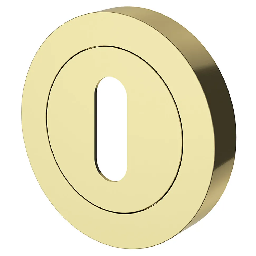 Rosace de fonction rond à visser à serrure GoodHome Duod effet laiton or Ø50mm