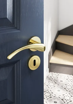 Rosace de fonction rond à visser à serrure GoodHome Duod effet laiton or Ø50mm