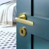 Rosace de fonction rond à visser à serrure GoodHome Duod effet laiton satin or Ø50mm