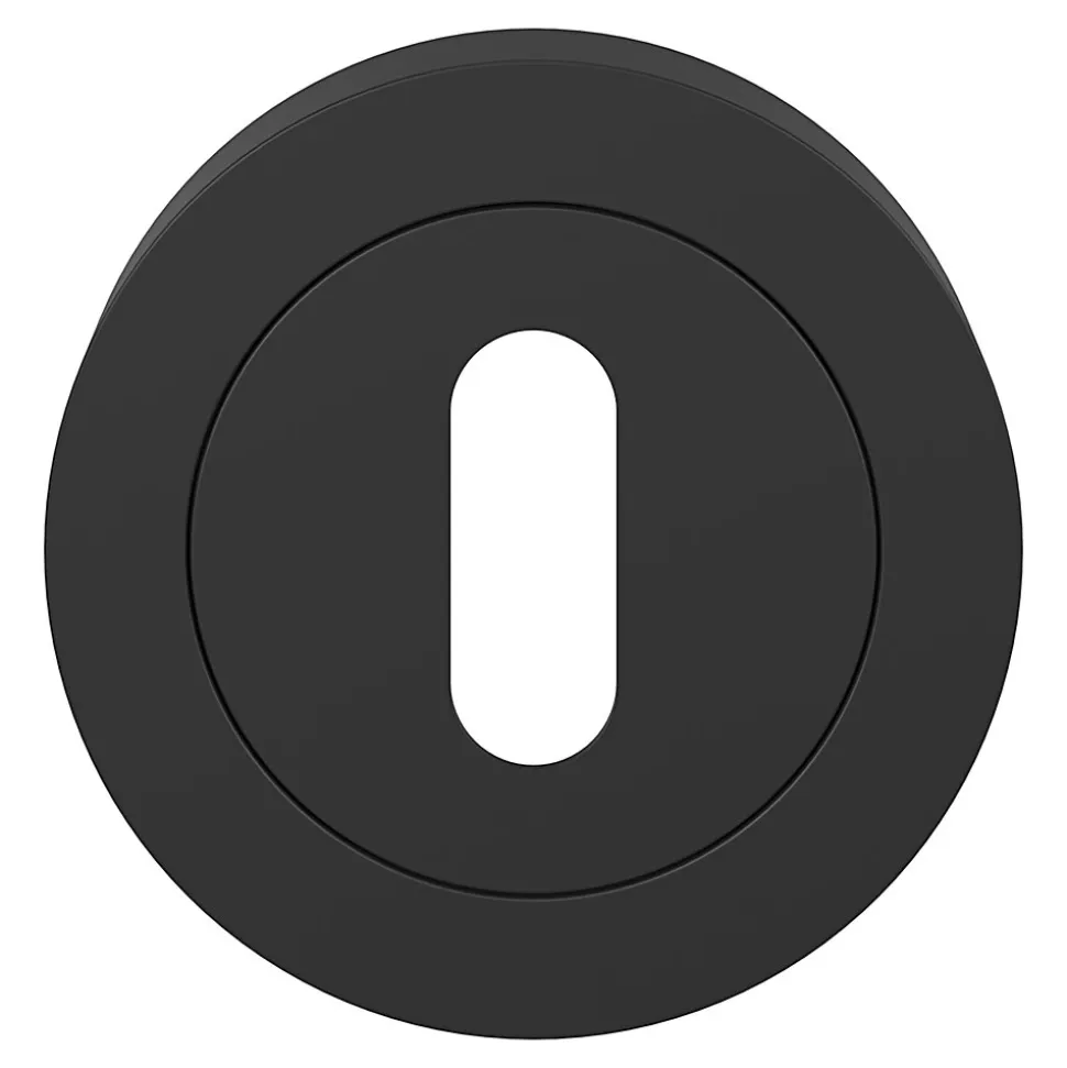 Rosace de fonction rond à visser à serrure GoodHome Duod mat noir Ø50mm