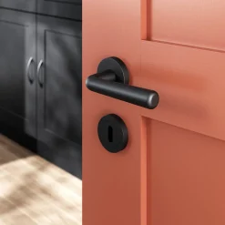 Rosace de fonction rond à visser à serrure GoodHome Duod mat noir Ø50mm