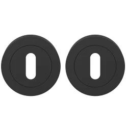 Rosace de fonction rond à visser à serrure GoodHome Duod mat noir Ø50mm