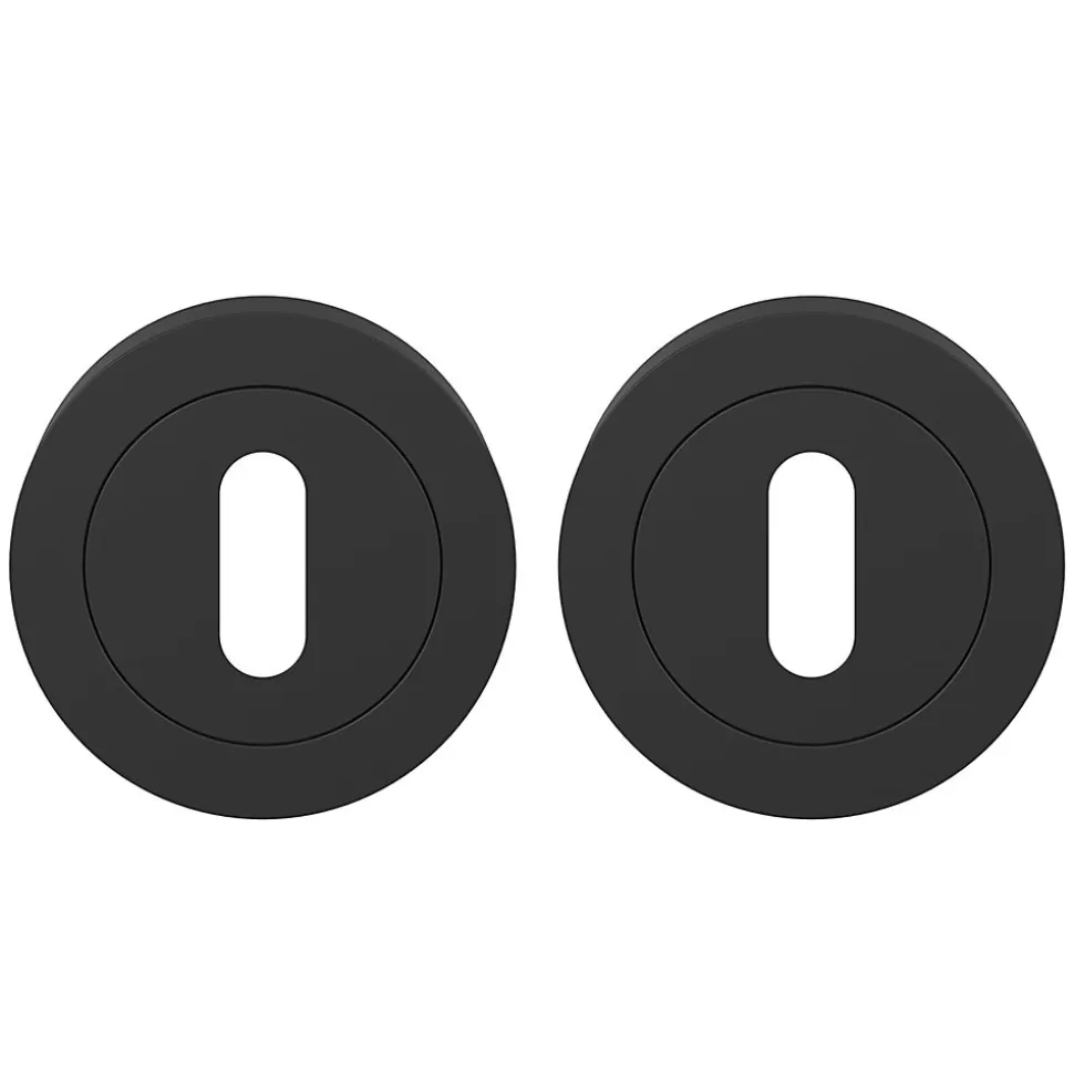 Rosace de fonction rond à visser à serrure GoodHome Duod mat noir Ø50mm