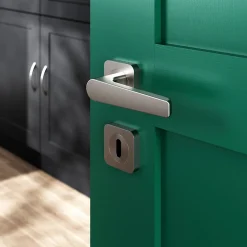 Rosace de fonction rond à visser à serrure GoodHome Duod effet nickel satin gris Ø52.5mm