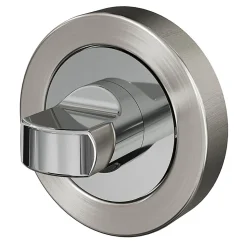 Rosace de fonction rond à visser à condamnation GoodHome Duod Zamac effet chrome et nickel satin gris Ø52mm