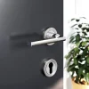 Rosace de fonction rond à visser GoodHome Duod Zamac effet chrome et nickel satin gris Ø52mm