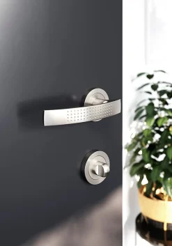 Rosace de fonction rond à visser à condamnation GoodHome Duod essential effet nickel satin gris Ø50mm