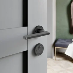 Rosaces de fonction rondes à visser, à serrure cylindre effet titane Ø50 mm GoodHome Duod