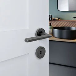 Rosaces de fonction rondes à visser, à condamnation effet titane Ø50 mm GoodHome Duod