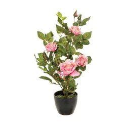 Rosier artificiel - pot en ciment - H50 cm - Rose- Atmosphera