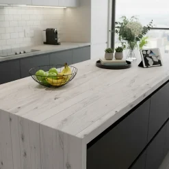 Rouleau adhésif bois blanc-gris au mètre - Autocollants Revêtement Adhésif Cuisine Meubles Salle de bain - 60cmx1m