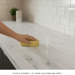Rouleau adhésif bois blanc-gris au mètre - Autocollants Revêtement Adhésif Cuisine Meubles Salle de bain - 60cmx1m