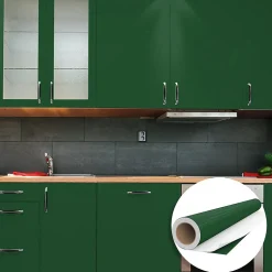 Rouleau adhésif Imperméable Vinyle au Mètre - Sticker Lavable Cuisine Meuble Armoire Porte - 60cmx2m - Vert foncé