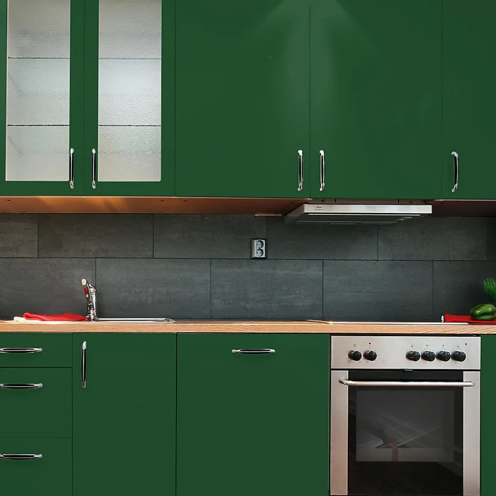 Rouleau adhésif Imperméable Vinyle au Mètre - Sticker Lavable Cuisine Meuble Armoire Porte - 60cmx2m - Vert foncé