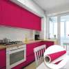 Rouleau adhésif Imperméable Vinyle au Mètre - Sticker Lavable Cuisine Meuble Armoire Porte - 60cmx1m - Fushia