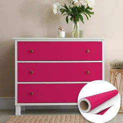 Rouleau adhésif Imperméable Vinyle au Mètre - Sticker Lavable Cuisine Meuble Armoire Porte - 60cmx1m - Fushia