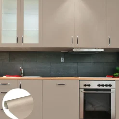 Rouleau adhésif Imperméable Vinyle au Mètre - Sticker Lavable Cuisine Meuble Armoire Porte - 60cmx1m - Taupe