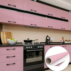 Rouleau adhésif Imperméable Vinyle au Mètre - Sticker Lavable Cuisine Meuble Armoire Porte - 60cmx1m - Rose poudre