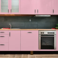 Rouleau adhésif Imperméable Vinyle au Mètre - Sticker Lavable Cuisine Meuble Armoire Porte - 60cmx1m - Rose poudre