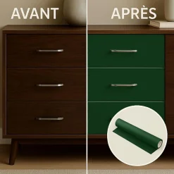 Rouleau adhésif Imperméable Vinyle au Mètre - Sticker Lavable Cuisine Meuble Armoire Porte - 60cmx1m - Vert foncé