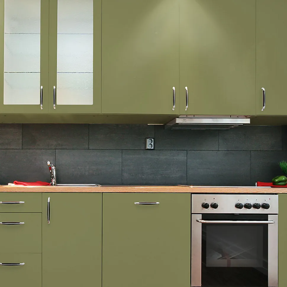 Rouleau adhésif Imperméable Vinyle au Mètre - Sticker Lavable Cuisine Meuble Armoire Porte - 60cmx4m - Vert olive