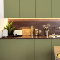 Rouleau adhésif Imperméable Vinyle au Mètre - Sticker Lavable Cuisine Meuble Armoire Porte - 60cmx3m - Vert olive